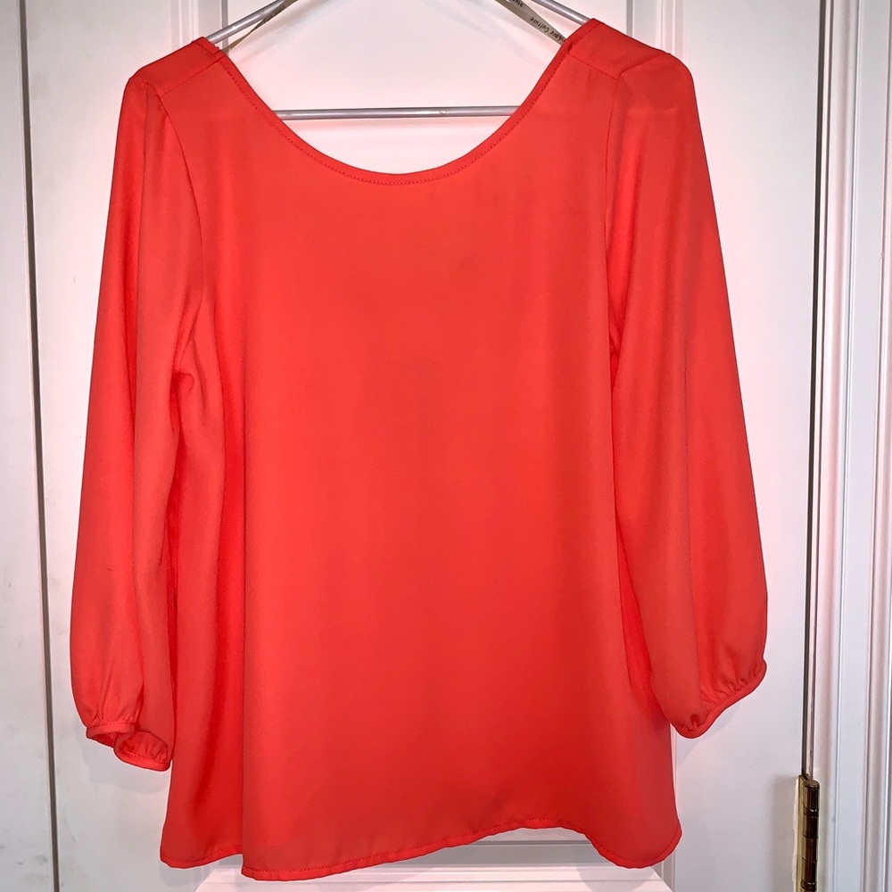 Coral Blouse With Bow On The Back